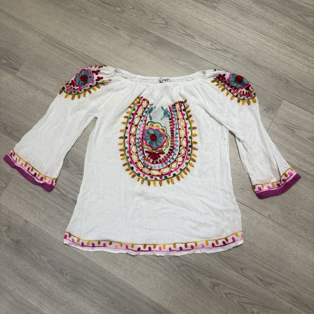 Mexican Boho Tunic Top Embroidered Medium Cute Options Brand